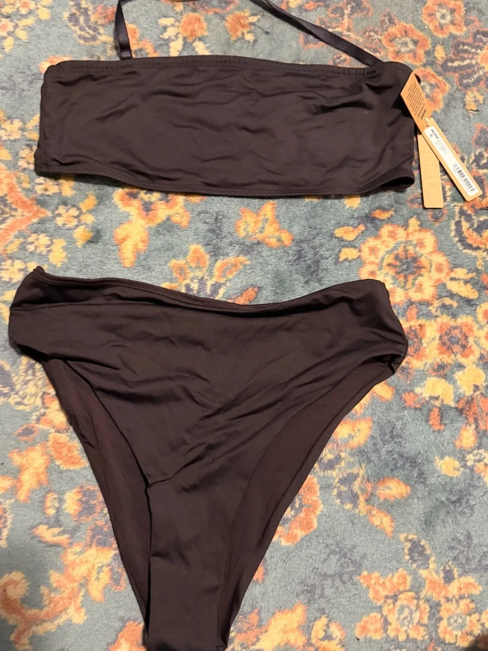 SKIMS Black Bandeau Bikini Set